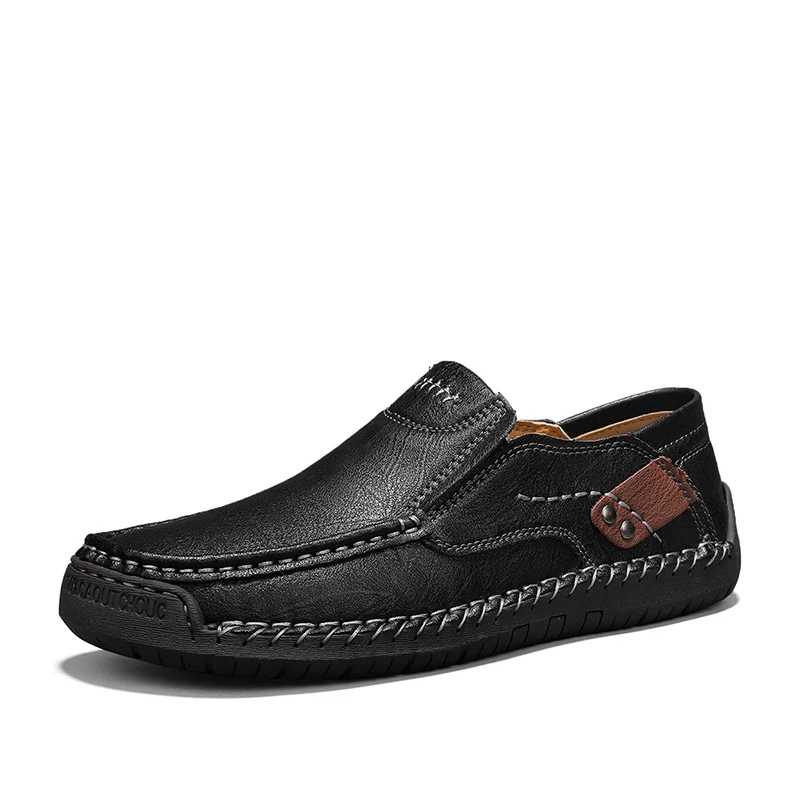 

Hand-Stitched Men's Shoes, Outdoor Casual Shoes, Slip-On Flat Leather Shoes, Low-Top Large Size Loafers