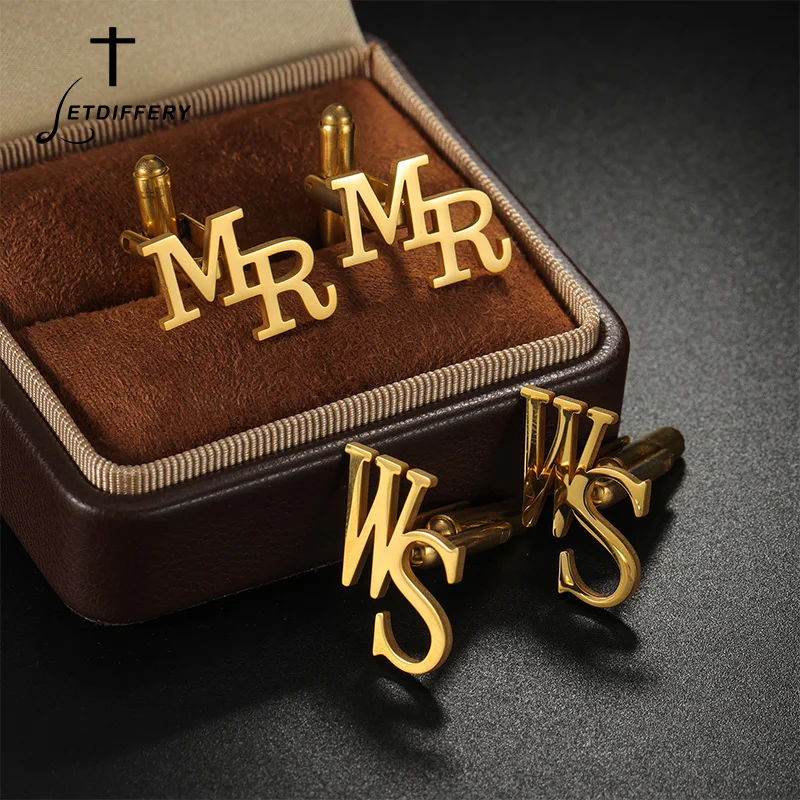 

Letdiffery персонализированные запонки с индивидуальным именем для мужчин, рубашка из нержавеющей стали для пары, манжеты, пуговицы, начальные буквы, ювелирные изделия с логотипом