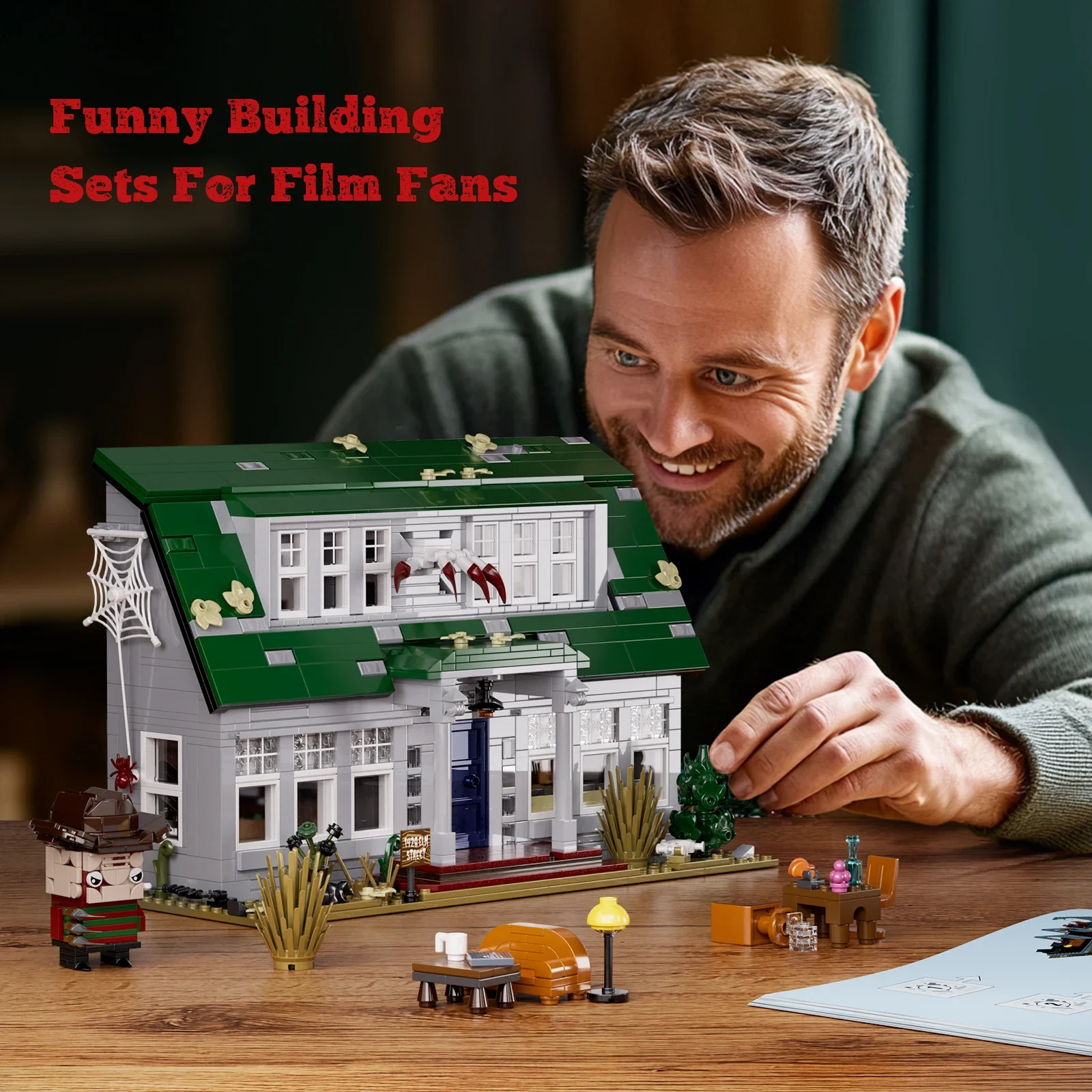 مجموعة مكعبات بناء منزل الرعب فريدي إلميد ستريت هوم بريكس نموذج ديكور المنزل هدايا الهالوين للبالغين