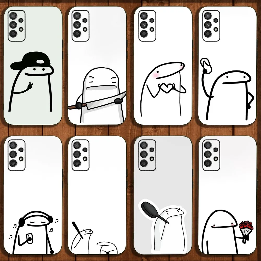 

F-Flork Cute Funny Meme Phone Case For Samsung Galaxy A13,A21s,A22,A31,A32,A52,A53,A71,A80,A91 Soft Black Cover