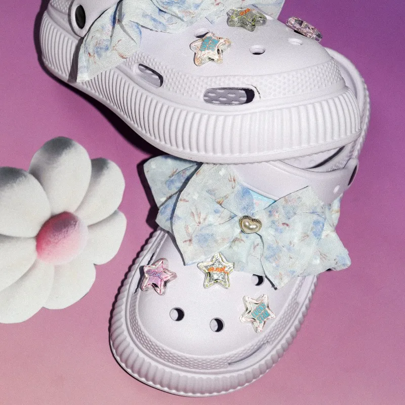 

Purple Star Bow Platform Clogs Women, Anti-slip Waterproof Durable, Summer Streetwear Beach Casual Shoes