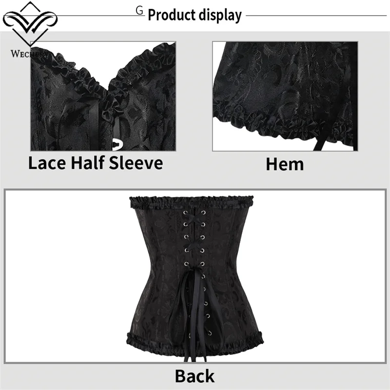 Gothic Corset Corselette Women\'s Corsets Steampunk Plus Size Overbust Corsage White Bodice Tops Sexy Lace Up Bustier S-6XL