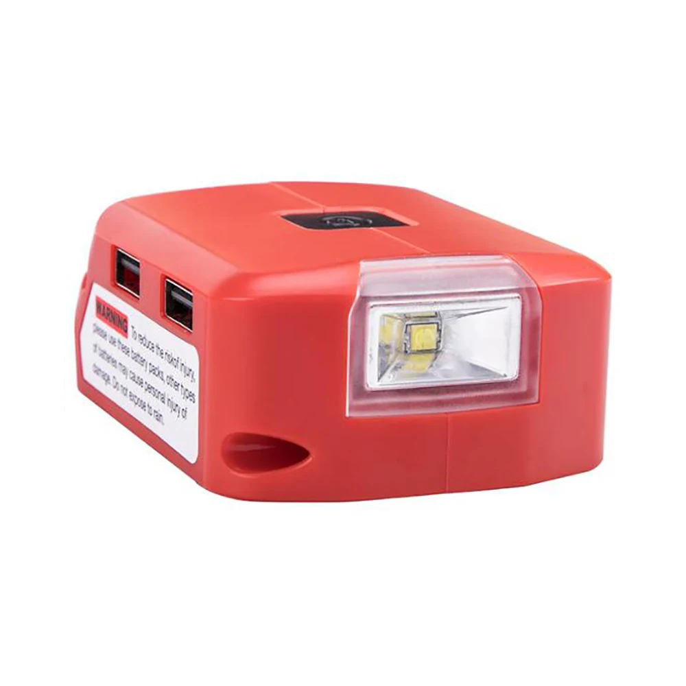 For M18 Li-ion Battery Adapter LED Light Working Lamp USB Mobile Phone Charger DC 12V For Milwaukee 18V for M18 Lithium Battery