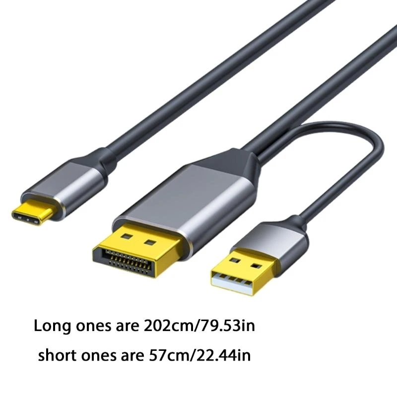 Kabel DisplayPort do USB C 4K@60Hz z adapterem kabla USB Konwertery DisplayPort męski na męski typu C obsługują dotyk — zdjęcie produktu 3
