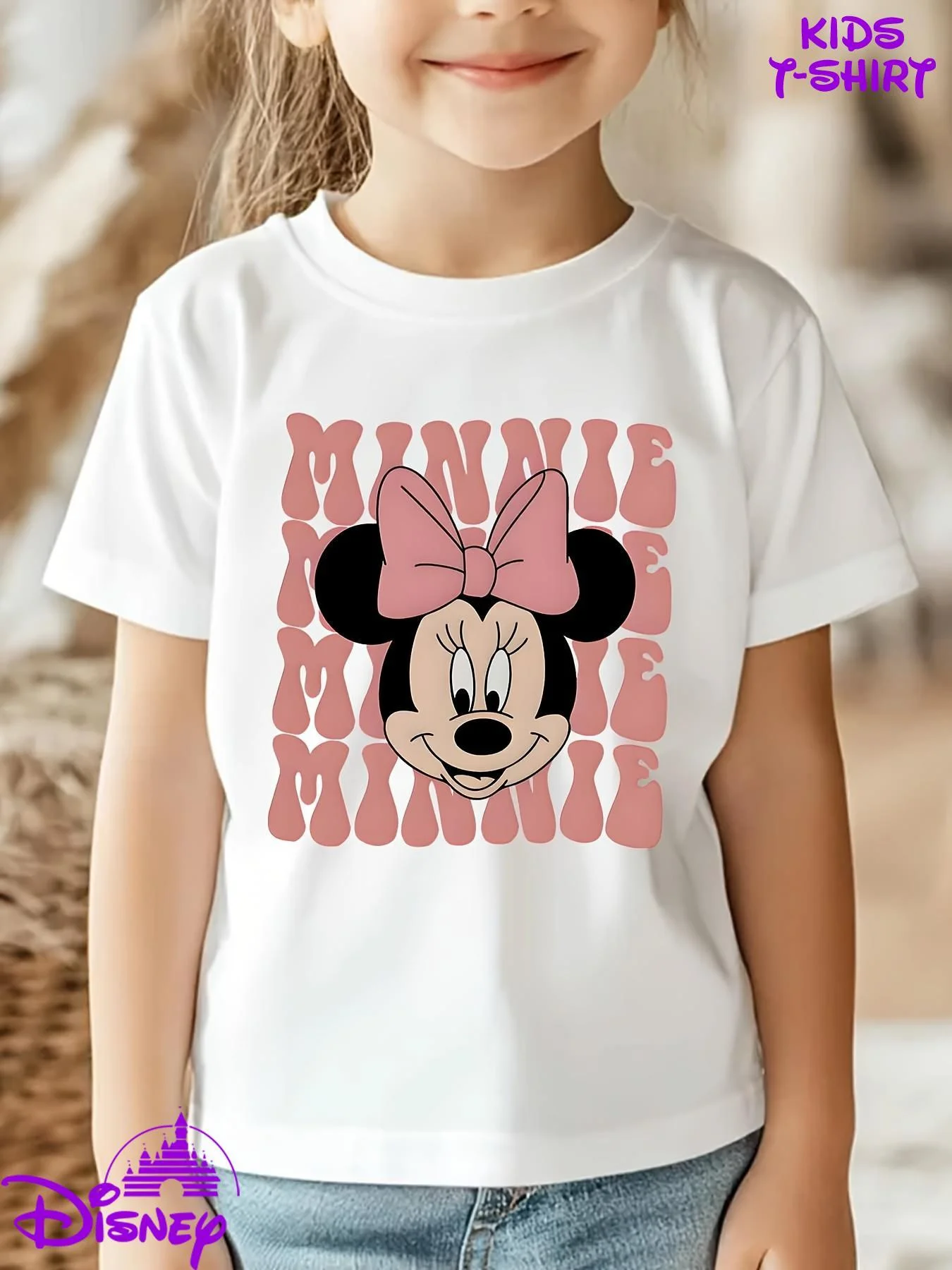 2025 Summer Children's Disney Series Cartoon Printed Cotton T-shirt Round Neck Comfortable Short Sleeve for Boys and Girls