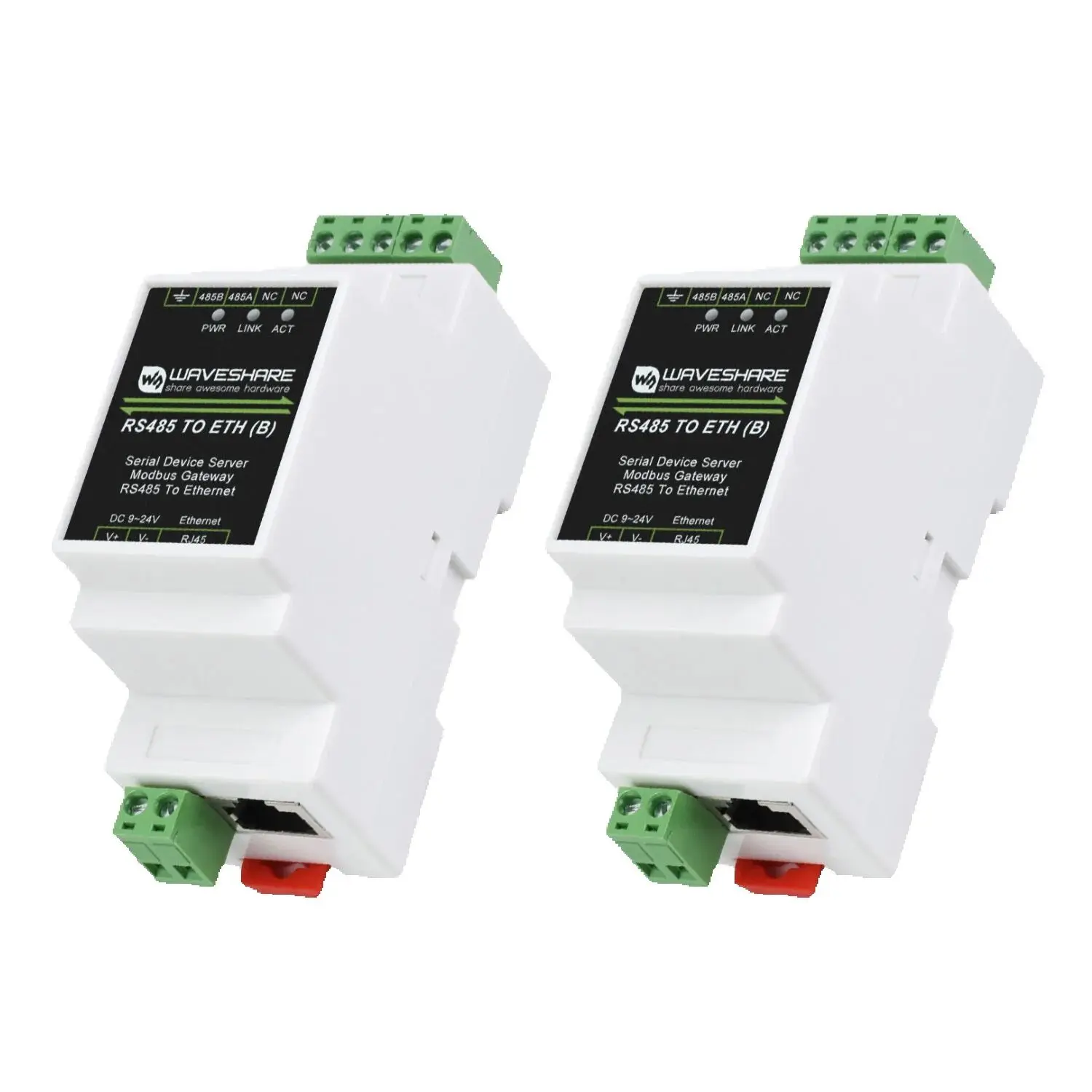 

Waveshare 2pcs/lot Industrial Modbus RS485 Serial Server, RS485 to RJ45 Ethernet, TCP/IP to Serial, Rail-Mount, POE function