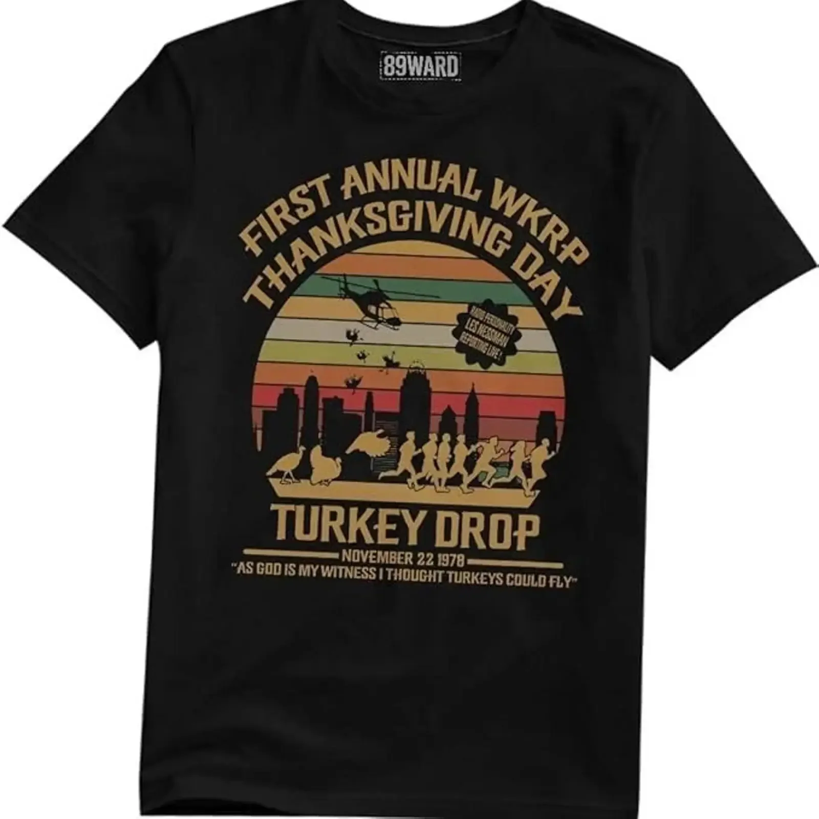 First Annual WKRP Thanksgiving Day Turkey Drop Vintage Retro T Shirt vintage Washed homme Soft Unisex Top For Everyday Wear