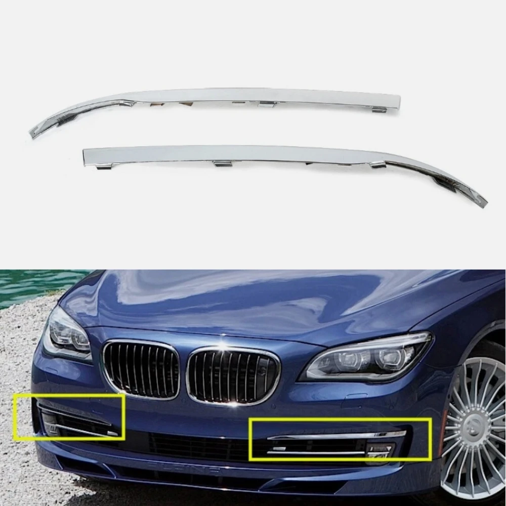Front LH RH Bumper Face Bar Trim Molding Step Chrome Fit For BMW  7 Series F02 F01 2013-2015