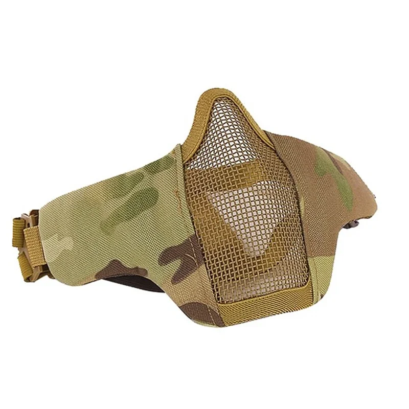 전술 사냥 스틸 메쉬 하프 페이스 마스크, 저탄소 보호 장비, 슈팅 페인트볼 워게임 에어소프트 액세서리
