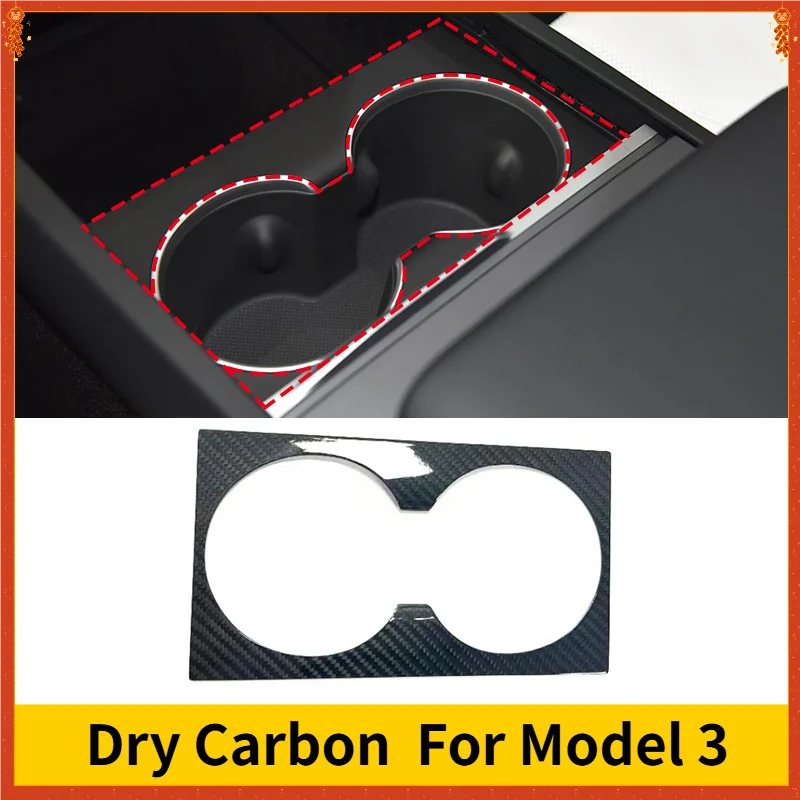 

For Tesla Model 3 Highland Real Dry Carbon Fiber Front Rear Cup Panel Trim Protector Cover Protect Interior Accessorie 2024 2025