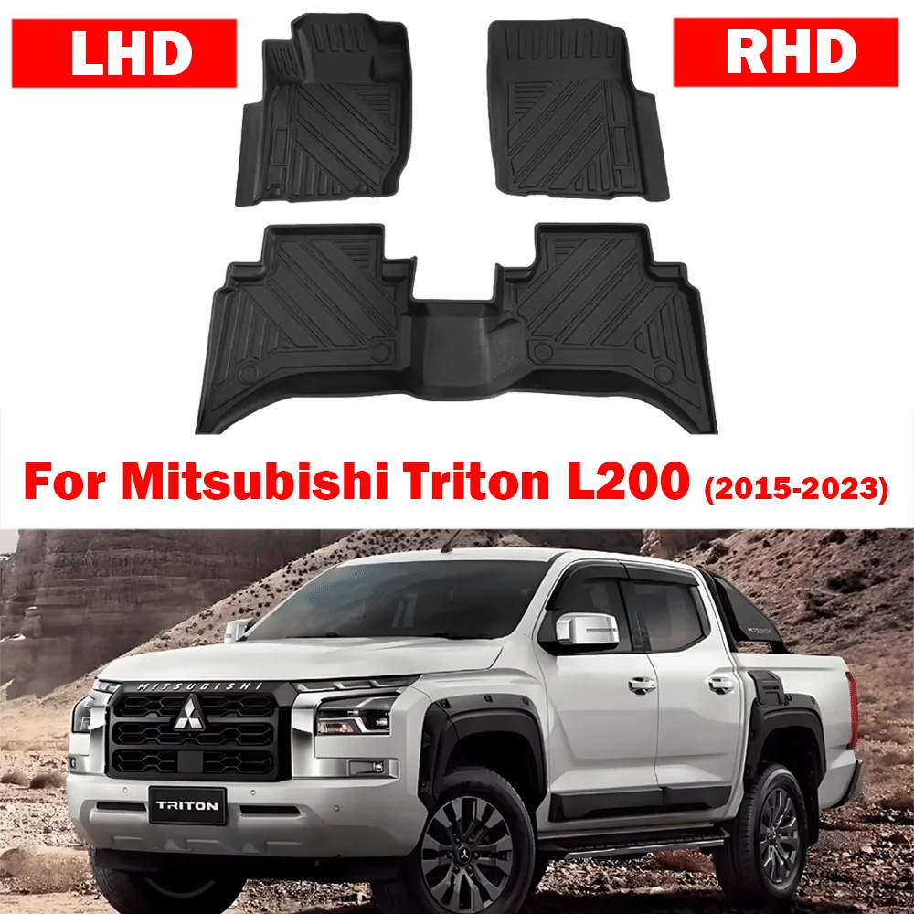 

For Mitsubishi Triton L200 2015-2023 Car Floor Mats TPE All-Weather Floor Mats Pad Waterproof Tray Left & Right Hand Driver