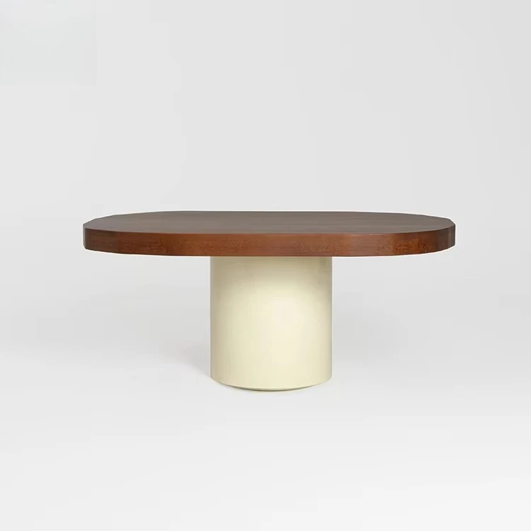 yi-Natural Beige Marble and Wood Travertine Stone Cake Jewelry Display Stand Food Serving Plate Cake Collection Stand Tray-