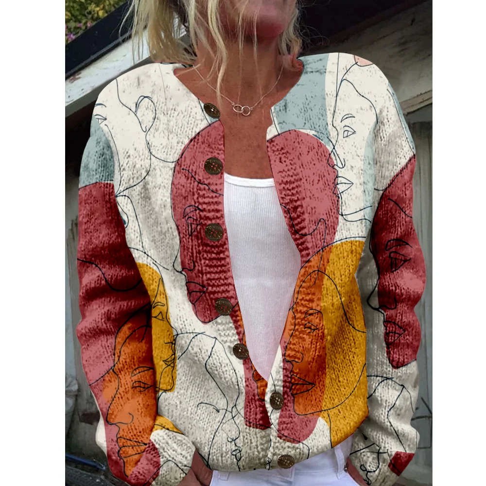 

Осень-зима вязаный художественный кардиган для лица винтажный повседневный свитер японская модная уличная одежда женские свитера вязаный топ джемперы