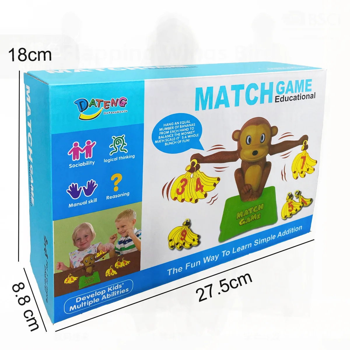 Aides pédagogiques en mathématiques pour enfants, jeu de société d'équilibre de singe banane, ajout et soustraction des nombres, jouet intellectuel pour l'éducation précoce
