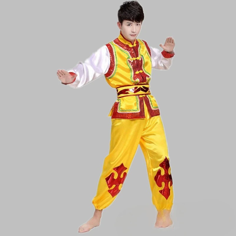 ew Festival Ethnic Costume Performance Costume Men's Yangko Costume Dragon Dance Costume Lion Dance Costume Gong and Drum Team