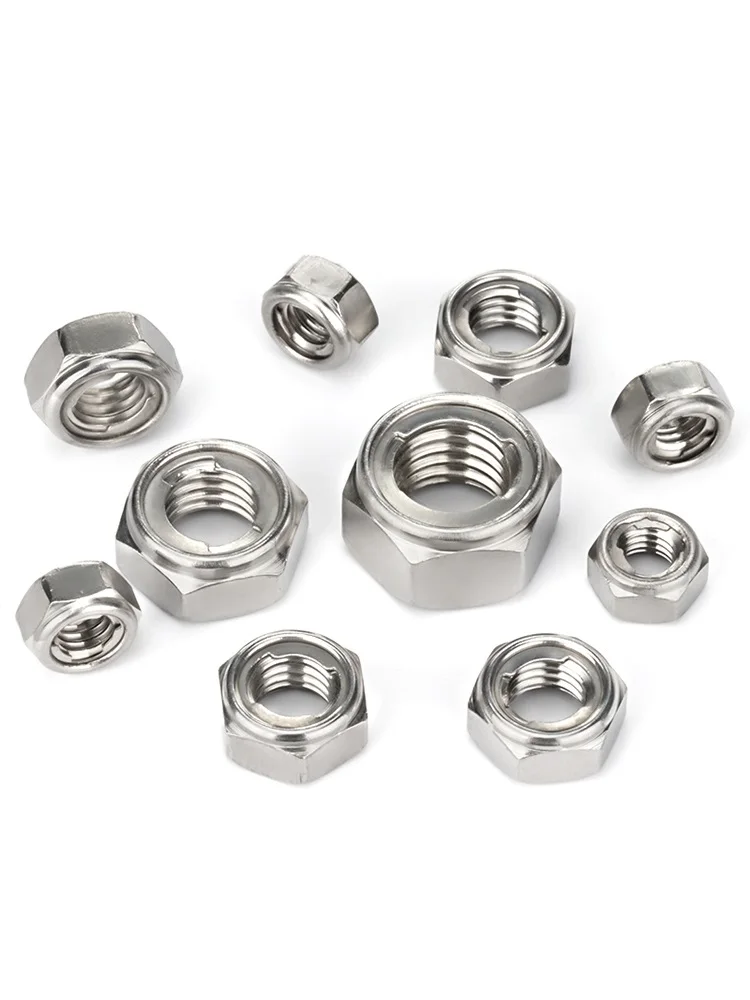 M3 M4 M5 M6 M8 M10 M12 M14 M16 M18 M20 304 A2 Stainless Steel All Metal Insert Hex Hexagon Self Lock Nut Locknut DIN980 GB6184