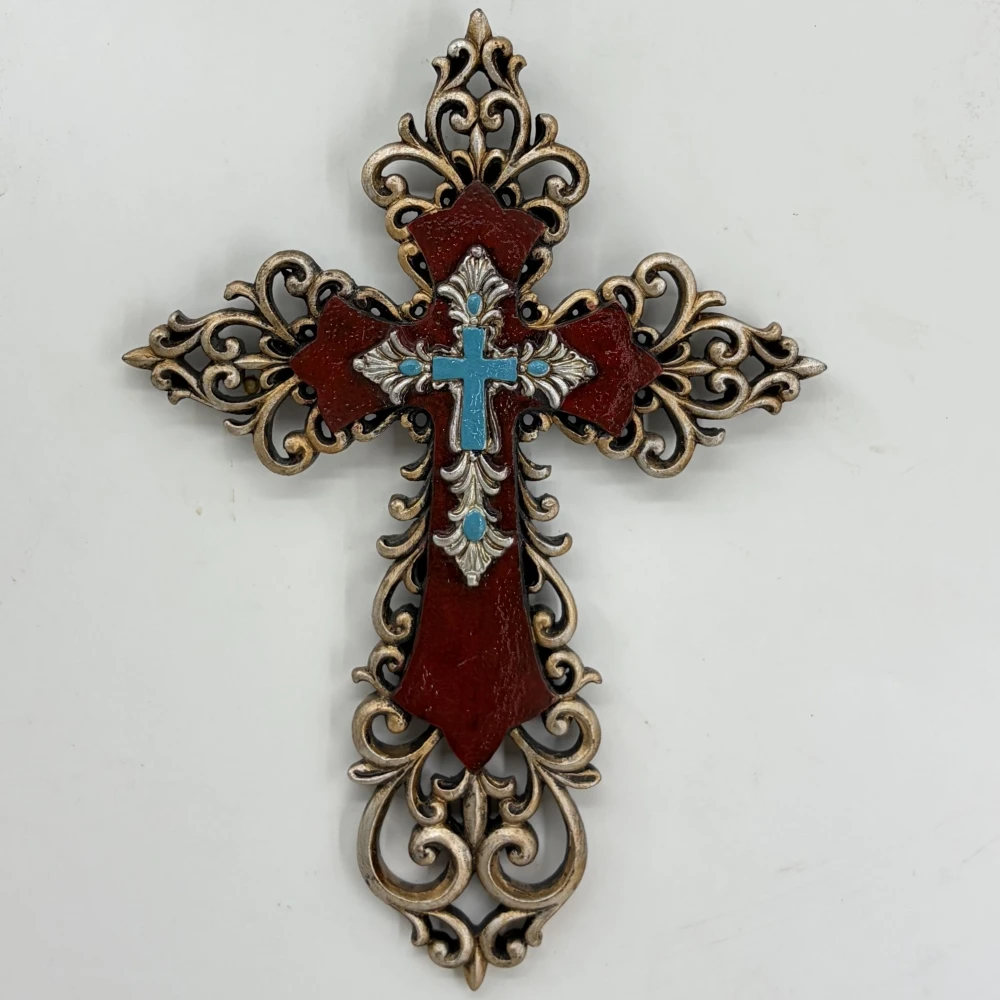 Vintage Kreuz-Dekor Wanddekoration aus Kunstharz, hohles geschnitztes Kreuz, Wandbehang, christliche Kirchen- und Heimdekoration, Segensgeschenk – Detail 6