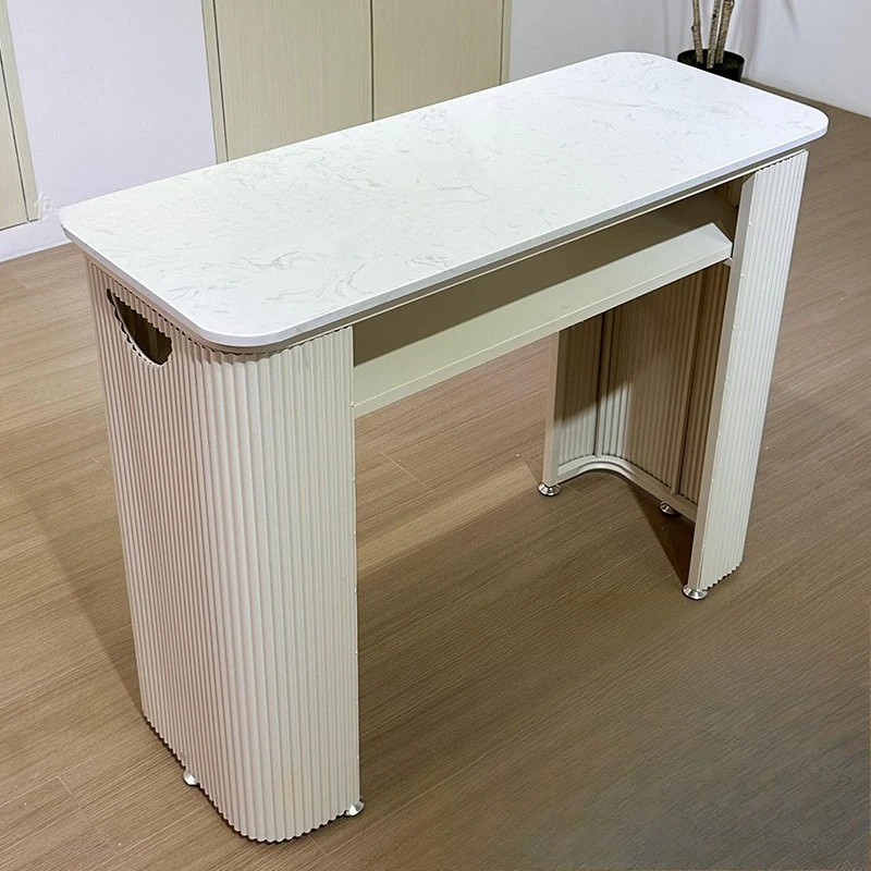 High Quality Cream Wind Manicure Table And Chair Set With Socket Manicure Table