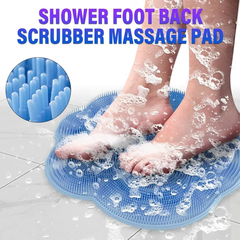 

New Bathroom Use Silicone Non-slip Foot Basin Cleaning Pad, with Suction Cup for Exfoliation Shower Head Massage Bath Brush