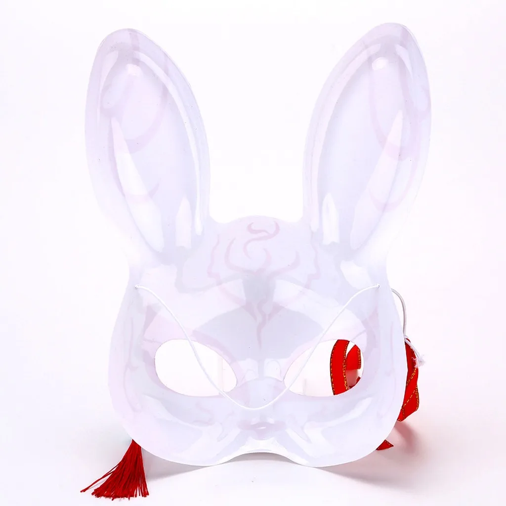 Cute Rabbit Mask Cute Half Face Mask Cartoon Animal Mask White For Costume Party Graduation Season Dressing Events