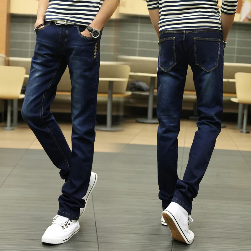 Wholesale 2022 Fashion Black Jeans Men's Slim-fit Skinny Stretch Feet Trousers Spring Autumn Casual Long Pants Male Korean Jeans