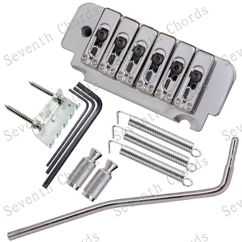 A Set 6 String Saddle Tremolo Bridge System For Electric Guitar Accessories With Heavy Thickened Base Chrome Black