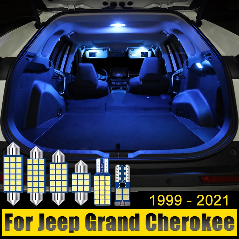 For Jeep Grand Cherokee WJ WK WK2 1999-2018 2019 2020 2021 LED Car Dome Reading Lights Glove Box Trunk Lamps Vanity Mirror Bulbs