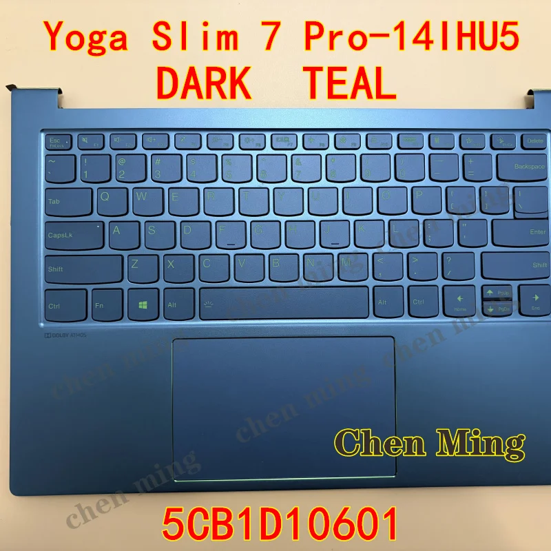 

5CB1D10601 Новый чехол для ноутбука Lenovo Yoga Slim 7 Pro-14IHU5, верхняя часть корпуса, подставка для рук, C-крышка, клавиатура US, тачпад, DARK_TEAL