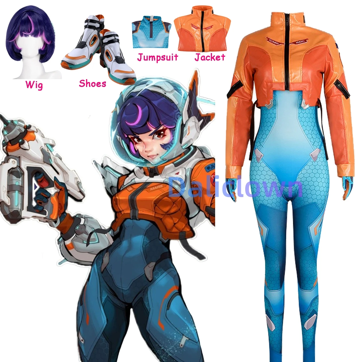 

Game OW 2 Overwatch Juno Cosplay Costume Shoes Wig Suit Fullset Support Hero Clothes Halloween Party Outfit Teo Minh Women Girls