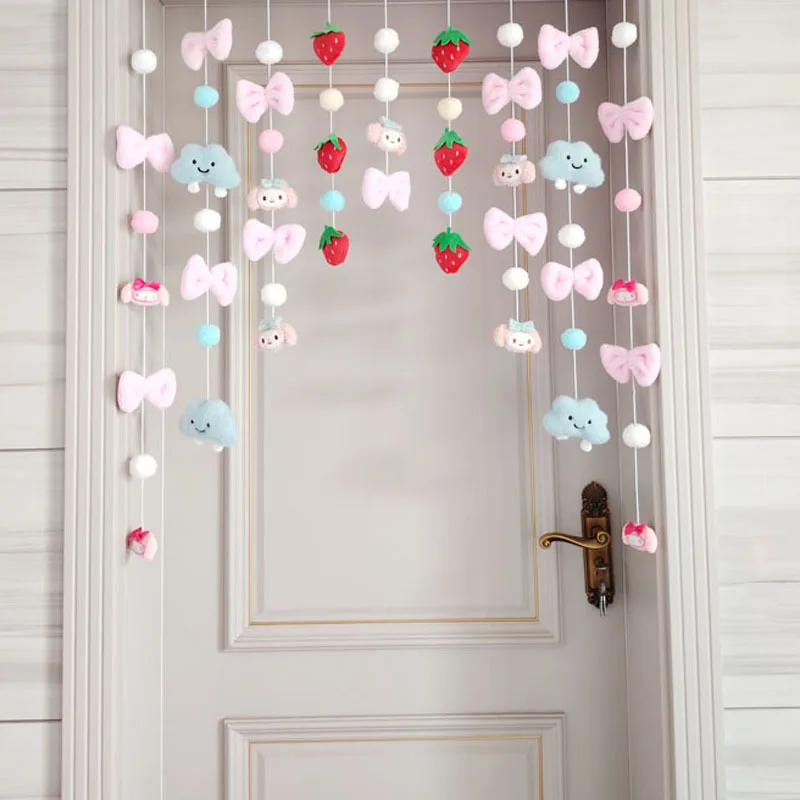 New Sanrio Hello Kitty Door Curtain Cute Cartoon Kuromi My Melody Divider Curtain Girls Bedroom Doors Windows Decorative Pendant