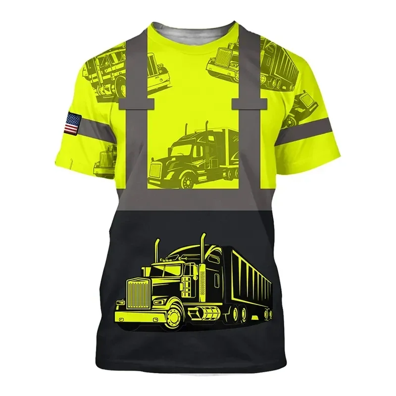 

Truck Driver Cargo Summer Graphic T Shirts For Men 3D Print New Fashion Short Sleeve Oversized T-shirt Ropa Hombre Camiseta Work