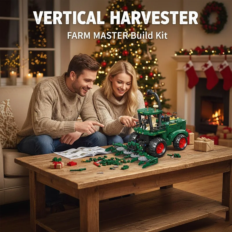 

IN STOCK MOC Technical farm Vertical Harvester Building Blocks Model wheeled Tractors Bricks Toys for Boys Christmas Gift Set