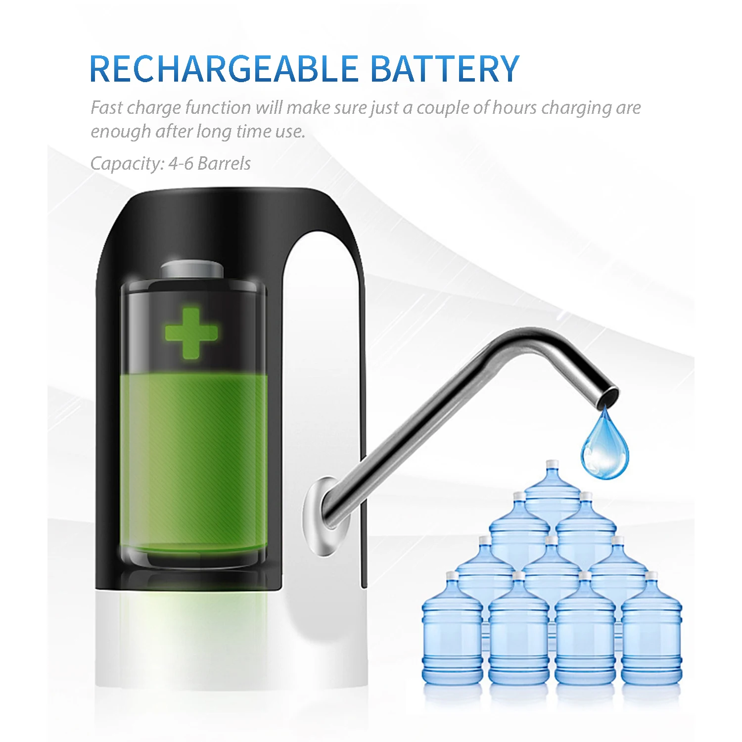 Dispenser Pump 5 Gallon Bottle Automatic Electric Drinking Water Jug Pump Waterproof USB Charging Water Dispensing Pump
