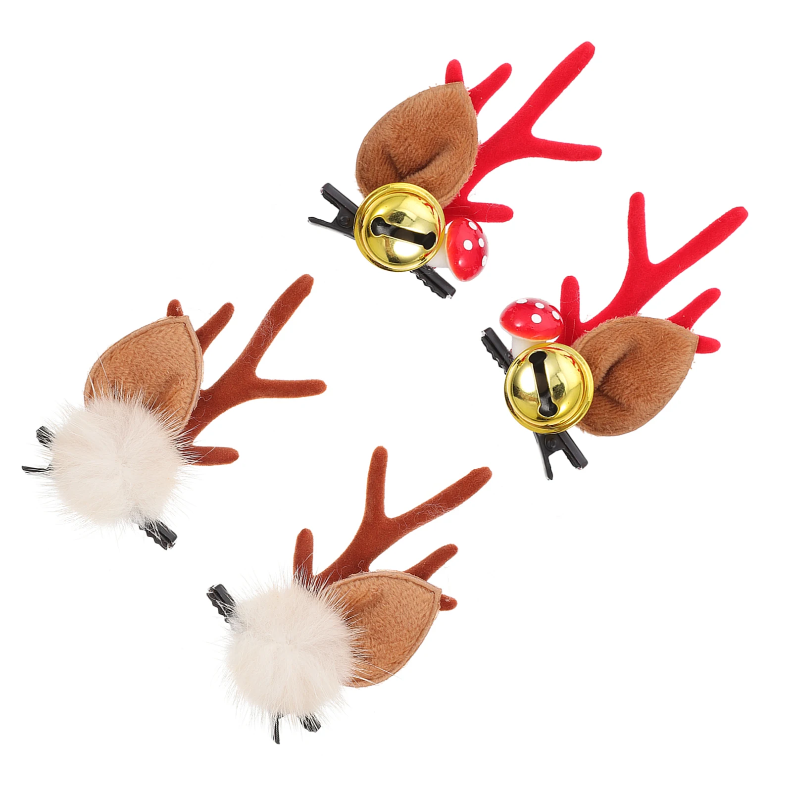 Épingles à cheveux oreilles en corne de cerf, 4 pièces, Barrette en bois d'élan, pince à cheveux de noël pour femmes, cornes d'animaux, accessoire de Costume