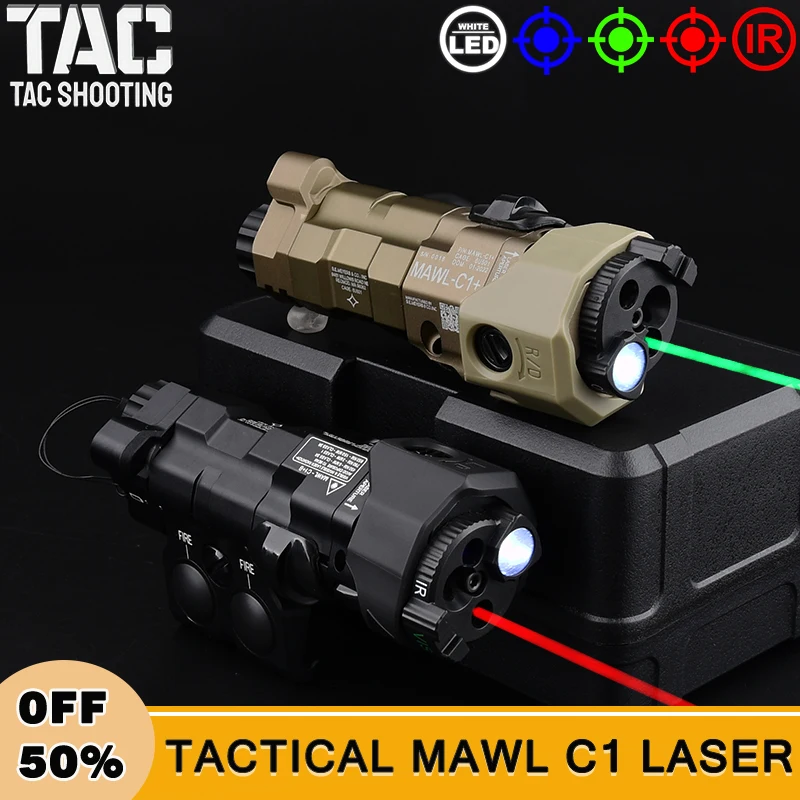 WADSN MAWL-C1 CNC Metal Red Green Blue Laser Aiming IR Illumination Tactical Airsoft MAWL Laser Dual Function Pressure Switch