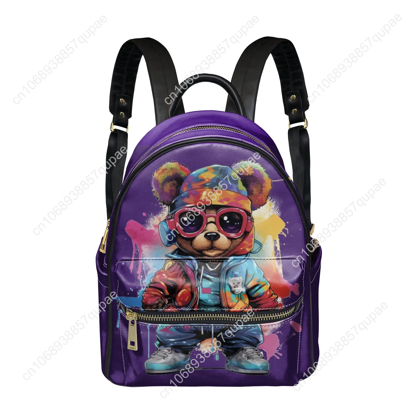 Kawaii Graffiti Bear Backpack Womens Men Personalized Double Shoulder Bag Business Travel Bookbag Rucksack Gift Daypack