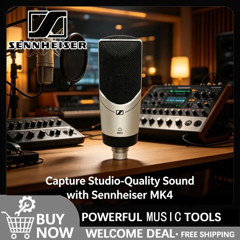 Micrófono de Condensador de Diafragma Grande Sennheiser MK4, Profesional para Karaoke, Transmisiones en Vivo y Streaming