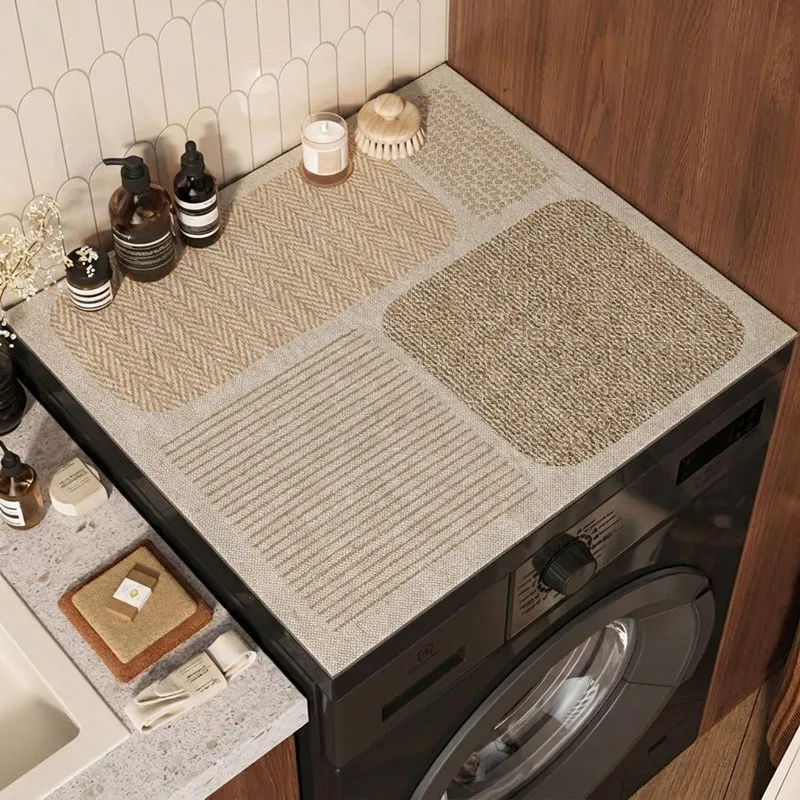 VIKAMA Japanese Style Simple Washing Machine Countertop Protection Pad Suction Drum Washing Machine Dust Cover Home Decor Rug