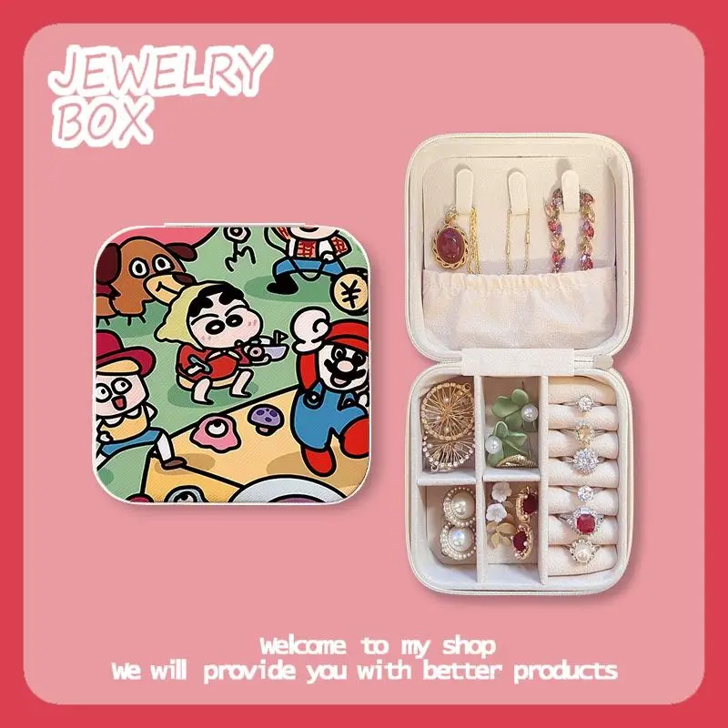 Sanrio Hello Kitty Jewelry Organizer Display Travel Jewelry Case Boxes Portable Leather Storage Joyeros Organizador De Joyas