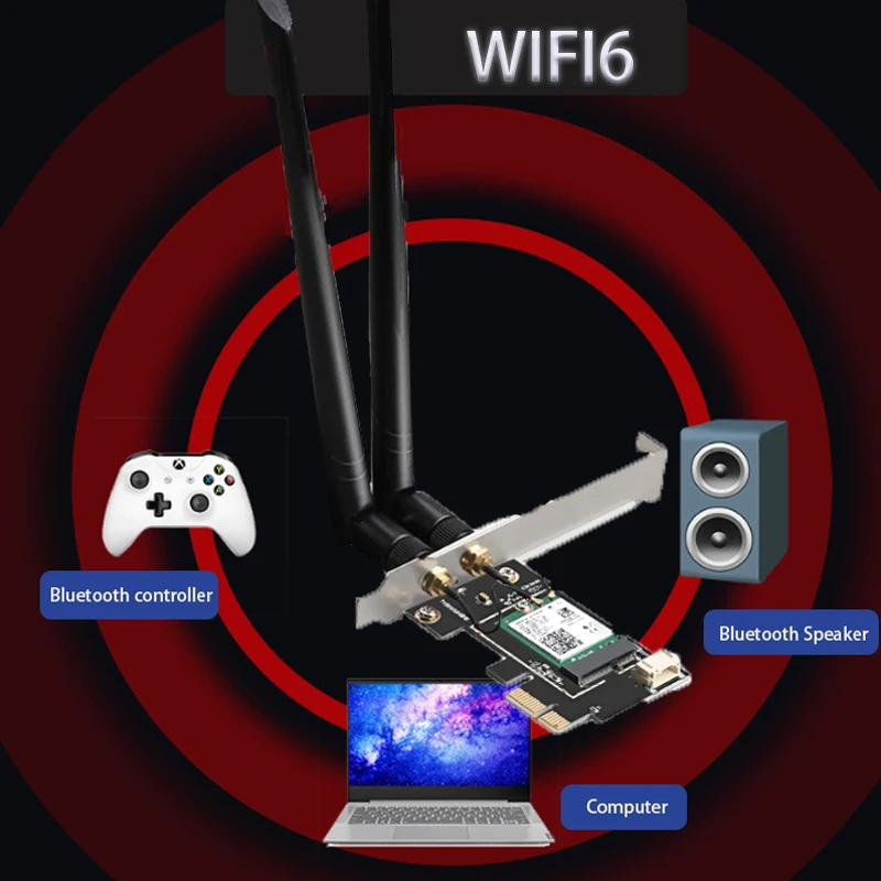 

For desktop computer Lan Card WIFI6 AX200 Dual frequency 3000Mbps gaming adaptive 2.4G/5G PCIE Network Card Game PCIE Card