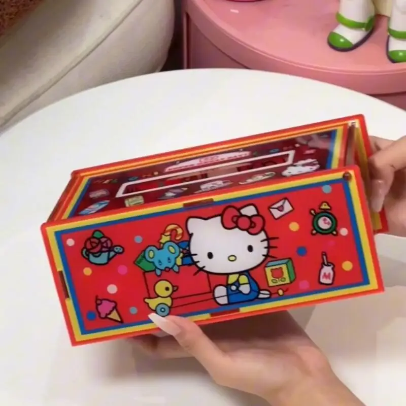 سانريوس مرحبا كيتي لتقوم بها بنفسك علبة من الورق المقوى Ins نمط جديد محبوك الأنسجة صندوق لطيف تخزين سطح المكتب رائجة البيع غرفة الديكور Kawaii #6