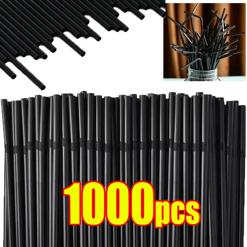 Multicolor Drinking Straws Child Plastic Straws Multi-time Milk Tea Beverage Accessories Black Straw Wholesale Party Supplies