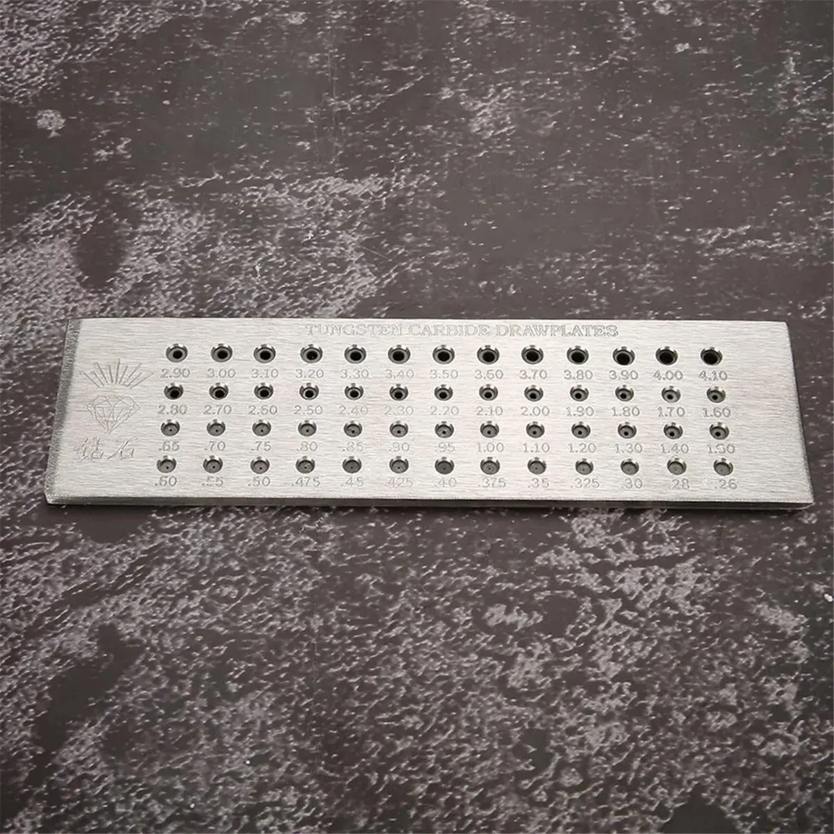 AA83 52 Round Holes Wire Draw Plate 0.26-4.10mm Wire Drawplate for Jewelry Making