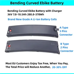 Folding Ebike Battery 36V 7.8Ah 8.7Ah 9.6Ah 10Ah 10.2Ah 10.5Ah Curved Bending Battery for Ecomax Eltreco LETO RideEZ bike