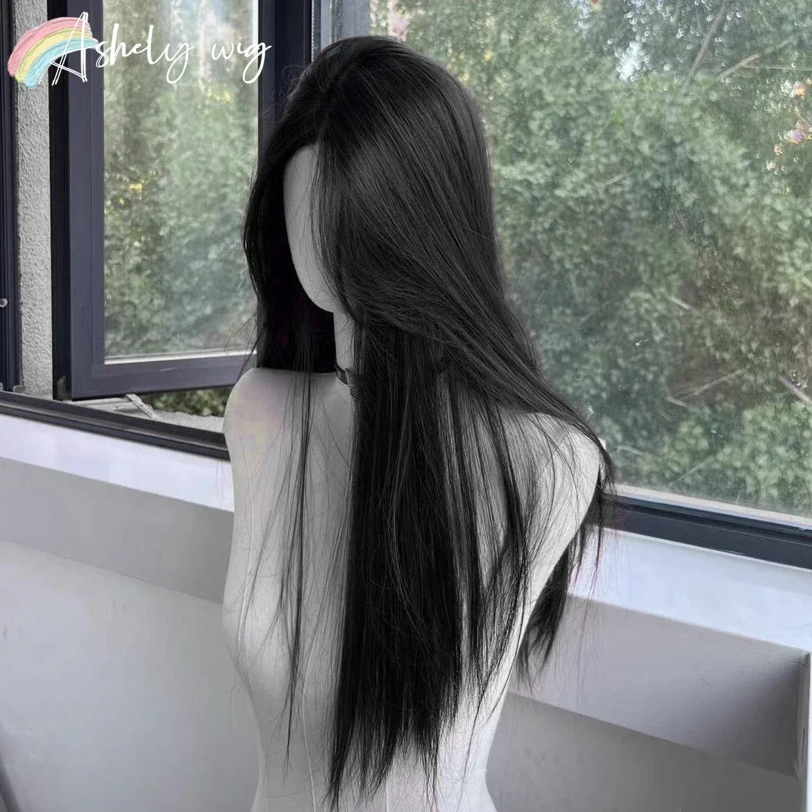 A New Summer Model Of Synthetic Wig For Women With Medium-Length Straight Hair, Heat-Resistant Synthetic Fiber Full Head Cover image 2