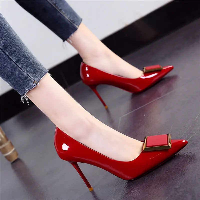 Spring and Autumn Women's Shoes Pointed Toe Super High Heel Ladies Pumps Fashion Korean Style Elegant Wedding Bride Shoe On Sale