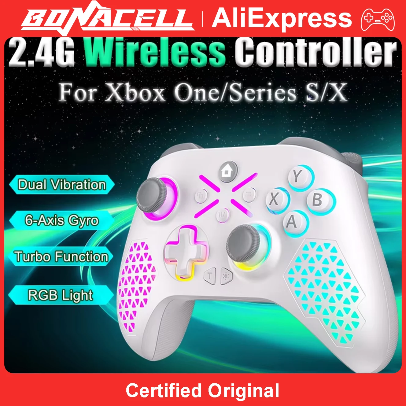 

Controller for Xbox ONE All Series Consoles/Android/PC Gamepad Wireless 2.4G Support for Steam/Wegame/Epic/Origin Platform Games