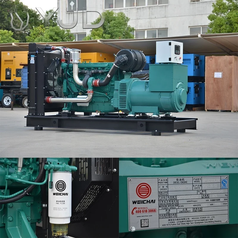 Easy Service & Maintenance Weichai Engine 300kw 375kva Open Frame ATS Remote Start 60Hz Three Phase China Diesel Generator