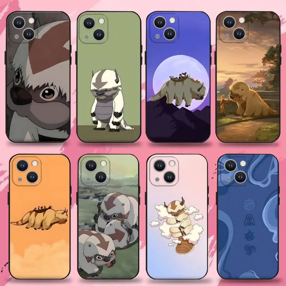 

A-Avatar Appa Yip Yip Phone Case For iPhone 16,15,14,13,12,11 Plus,Pro Max,XS,X,XR,SE,Mini,8,7,Soft Silicone Black Cover