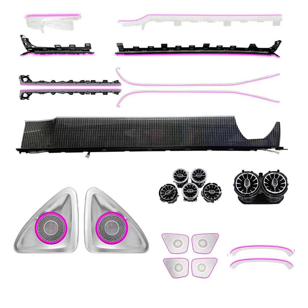 

Обновление 64-цвета, светодиодное освещение салона автомобиля для Mercedes Benz A-Class W177 CLA W118 2018-2024, аксессуары для полос